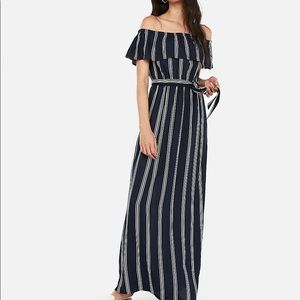 Women’s express navy blue off shoulder maxi dress